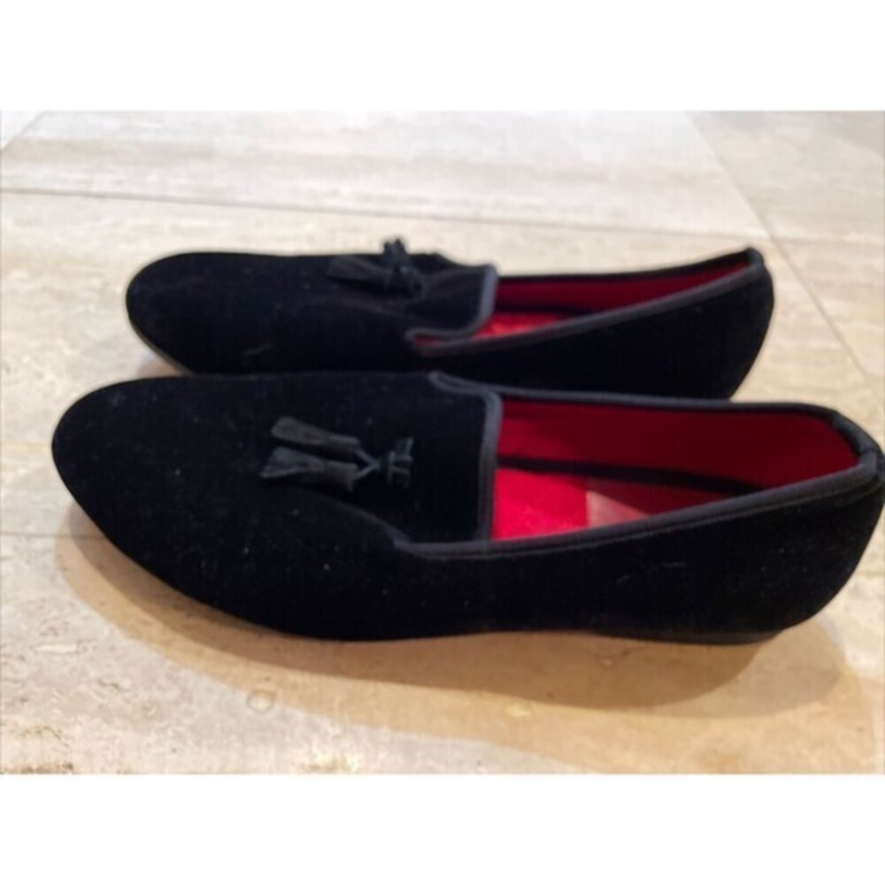 FERUCCI Men Black Velvet Slippers loafers with Suede Tassel‎ Size 14